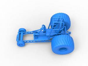 Chassis of Mini Rod pulling tractor Scale 1 to 25 3D Print Model