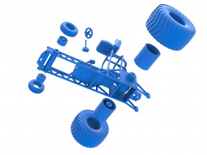 Chassis of Mini Rod pulling tractor Scale 1 to 25 3D Print Model