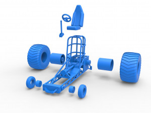 Chassis of Mini Rod pulling tractor Scale 1 to 25 3D Print Model