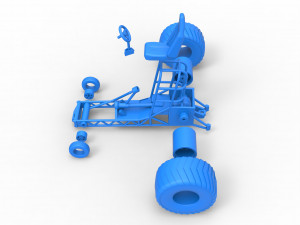Chassis of Mini Rod pulling tractor Scale 1 to 25 3D Print Model