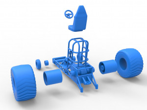 Chassis of Mini Rod pulling tractor Scale 1 to 25 3D Print Model