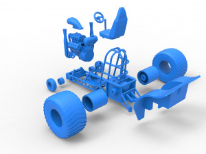 Mini Rod pulling tractor 2 Scale 1 to 25 3D Принт Модель