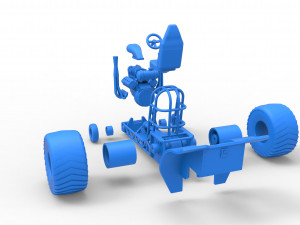 Mini Rod pulling tractor 2 Scale 1 to 25 3D Принт Модель