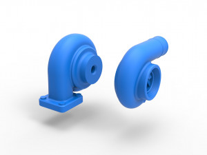 Turbocharger Scale 1 to 25 Model Cetak 3D