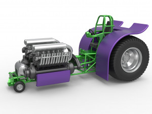 Pulling tractor with 2 engines V12 Scale 1 to 25 3D Принт Модель