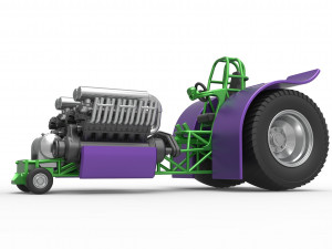 Pulling tractor with 2 engines V12 Scale 1 to 25 Model Cetak 3D
