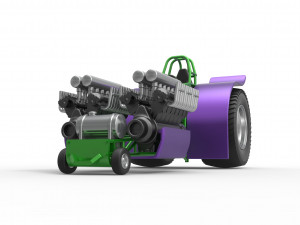 Pulling tractor with 2 engines V12 Scale 1 to 25 Model Cetak 3D
