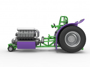 Pulling tractor with 2 engines V12 Scale 1 to 25 Model Cetak 3D