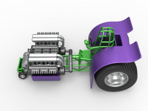 Pulling tractor with 2 engines V12 Scale 1 to 25 Model Cetak 3D