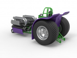 Pulling tractor with 2 engines V12 Scale 1 to 25 Model Cetak 3D