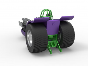 Pulling tractor with 2 engines V12 Scale 1 to 25 Model Cetak 3D