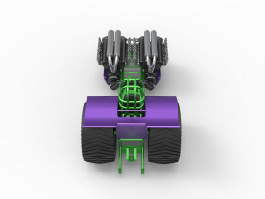 Pulling tractor with 2 engines V12 Scale 1 to 25 Model Cetak 3D