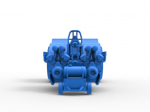 Pulling tractor with 2 engines V12 Scale 1 to 25 Model Cetak 3D