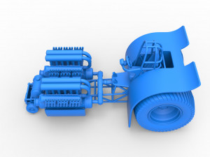 Pulling tractor with 2 engines V12 Scale 1 to 25 Model Cetak 3D