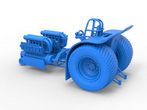Pulling tractor with 2 engines V12 Scale 1 to 25 Model Cetak 3D