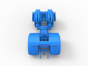 Pulling tractor with 2 engines V12 Scale 1 to 25 Model Cetak 3D