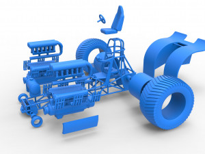 Pulling tractor with 2 engines V12 Scale 1 to 25 Model Cetak 3D