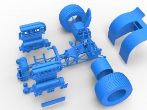 Pulling tractor with 2 engines V12 Scale 1 to 25 Model Cetak 3D
