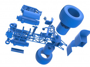 Pulling tractor with 2 engines V12 Scale 1 to 25 Model Cetak 3D