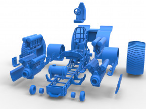 Pulling tractor with 2 engines V12 Scale 1 to 25 Model Cetak 3D