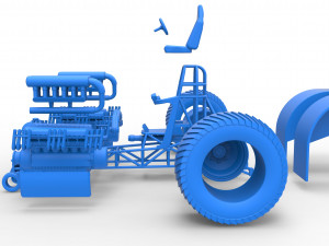 Pulling tractor with 2 engines V12 Scale 1 to 25 Model Cetak 3D