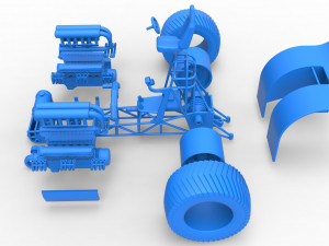 Pulling tractor with 2 engines V12 Scale 1 to 25 Model Cetak 3D