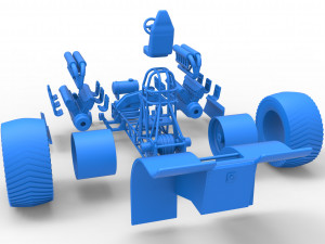 Pulling tractor with 2 engines V12 Scale 1 to 25 Model Cetak 3D
