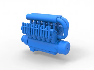 Engine V12 for pulling tractor Scale 1 to 25 3D Print Model