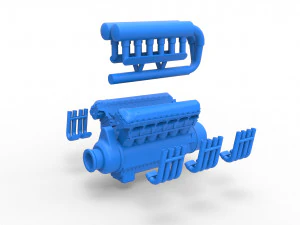 Engine V12 for pulling tractor Scale 1 to 25 3D Print Model