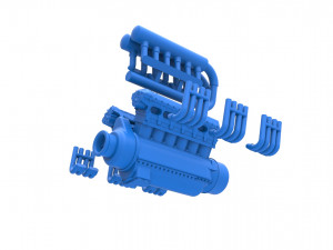 Engine V12 for pulling tractor Scale 1 to 25 3D Print Model