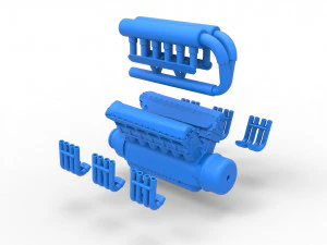 Engine V12 for pulling tractor Scale 1 to 25 3D Print Model