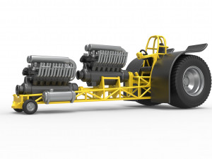 Pulling tractor with 2 engines V12 in line Scale 1 to 25 3Dプリントモデル