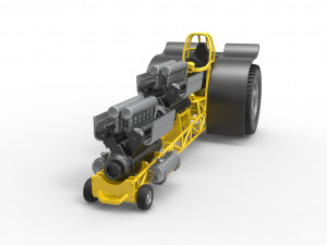 Pulling tractor with 2 engines V12 in line Scale 1 to 25 3Dプリントモデル