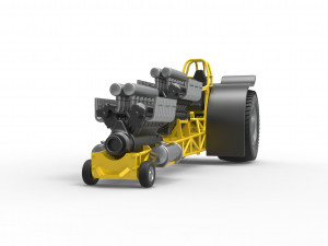 Pulling tractor with 2 engines V12 in line Scale 1 to 25 3Dプリントモデル