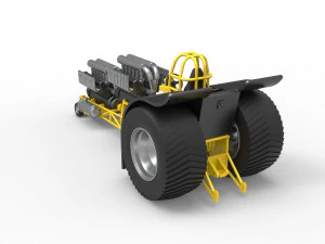 Pulling tractor with 2 engines V12 in line Scale 1 to 25 3D Print Model