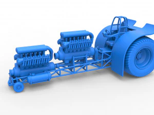 Pulling tractor with 2 engines V12 in line Scale 1 to 25 3D Print Model