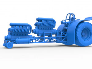 Pulling tractor with 2 engines V12 in line Scale 1 to 25 3D Print Model