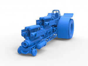 Pulling tractor with 2 engines V12 in line Scale 1 to 25 3D Print Model