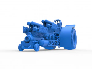 Pulling tractor with 2 engines V12 in line Scale 1 to 25 3D Print Model