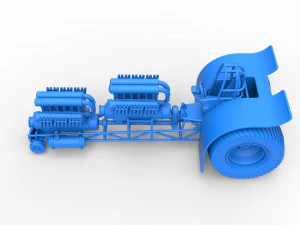 Pulling tractor with 2 engines V12 in line Scale 1 to 25 3D Print Model