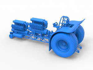 Pulling tractor with 2 engines V12 in line Scale 1 to 25 3D Print Model
