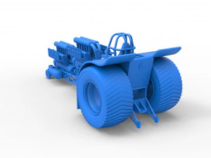 Pulling tractor with 2 engines V12 in line Scale 1 to 25 3D Print Model