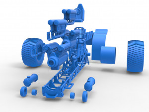 Pulling tractor with 2 engines V12 in line Scale 1 to 25 3Dプリントモデル
