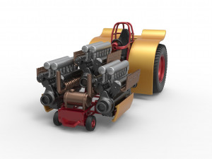 Pulling tractor with 3 engines V12 Scale 1 to 25 Modèles 3D en vedette