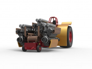 Pulling tractor with 3 engines V12 Scale 1 to 25 Modèles 3D en vedette