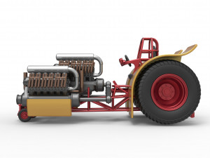 Pulling tractor with 3 engines V12 Scale 1 to 25 Modèles 3D en vedette