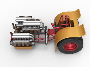 Pulling tractor with 3 engines V12 Scale 1 to 25 Modèles 3D en vedette
