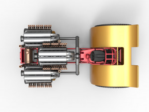 Pulling tractor with 3 engines V12 Scale 1 to 25 Modèles 3D en vedette