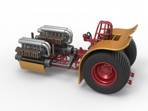 Pulling tractor with 3 engines V12 Scale 1 to 25 Modèles 3D en vedette