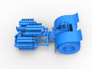 Pulling tractor with 3 engines V12 Scale 1 to 25 Modèles 3D en vedette